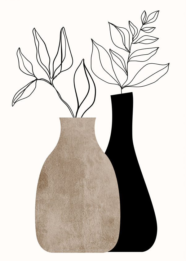 Botanisk poster med minimalistiska vaser