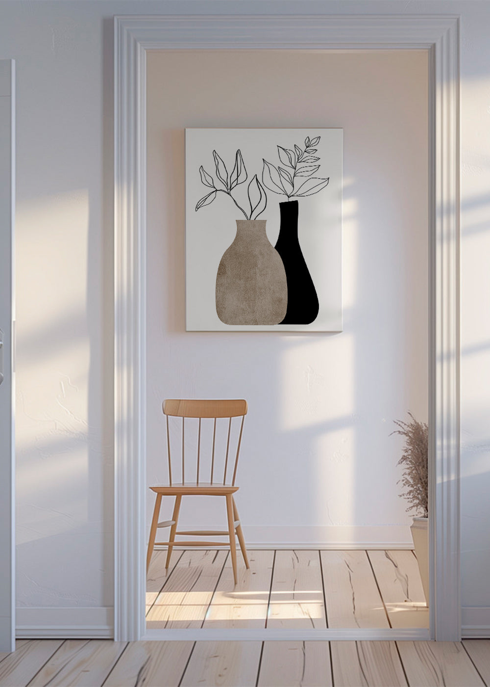 Botanisk poster med minimalistiska vaser