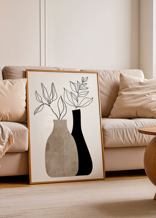 Botanisk poster med minimalistiska vaser