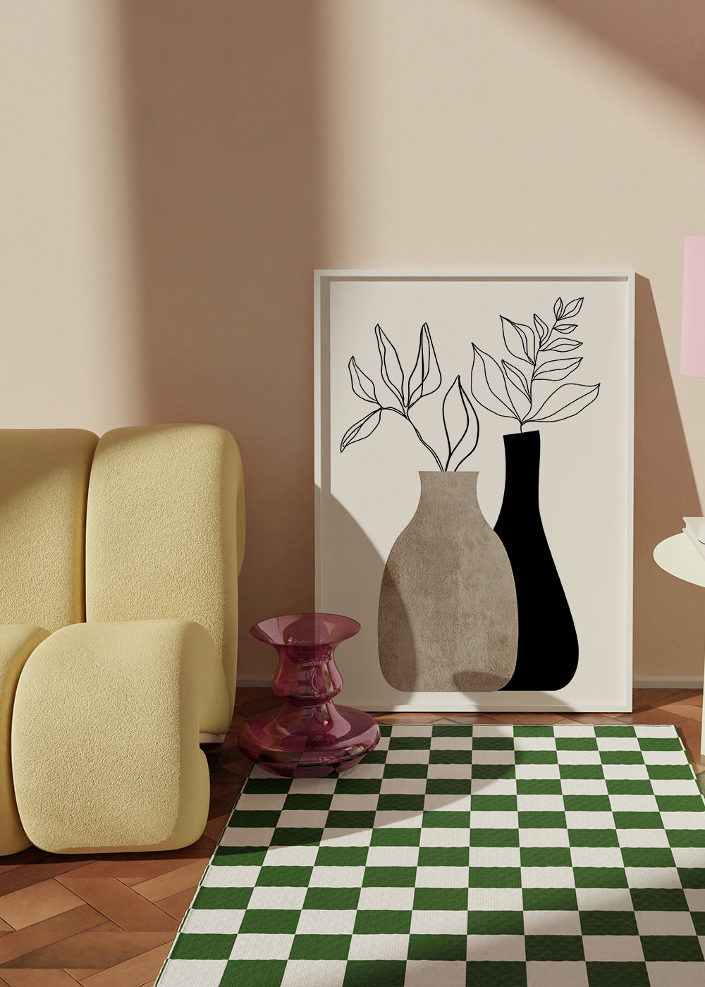 Botanisk poster med minimalistiska vaser