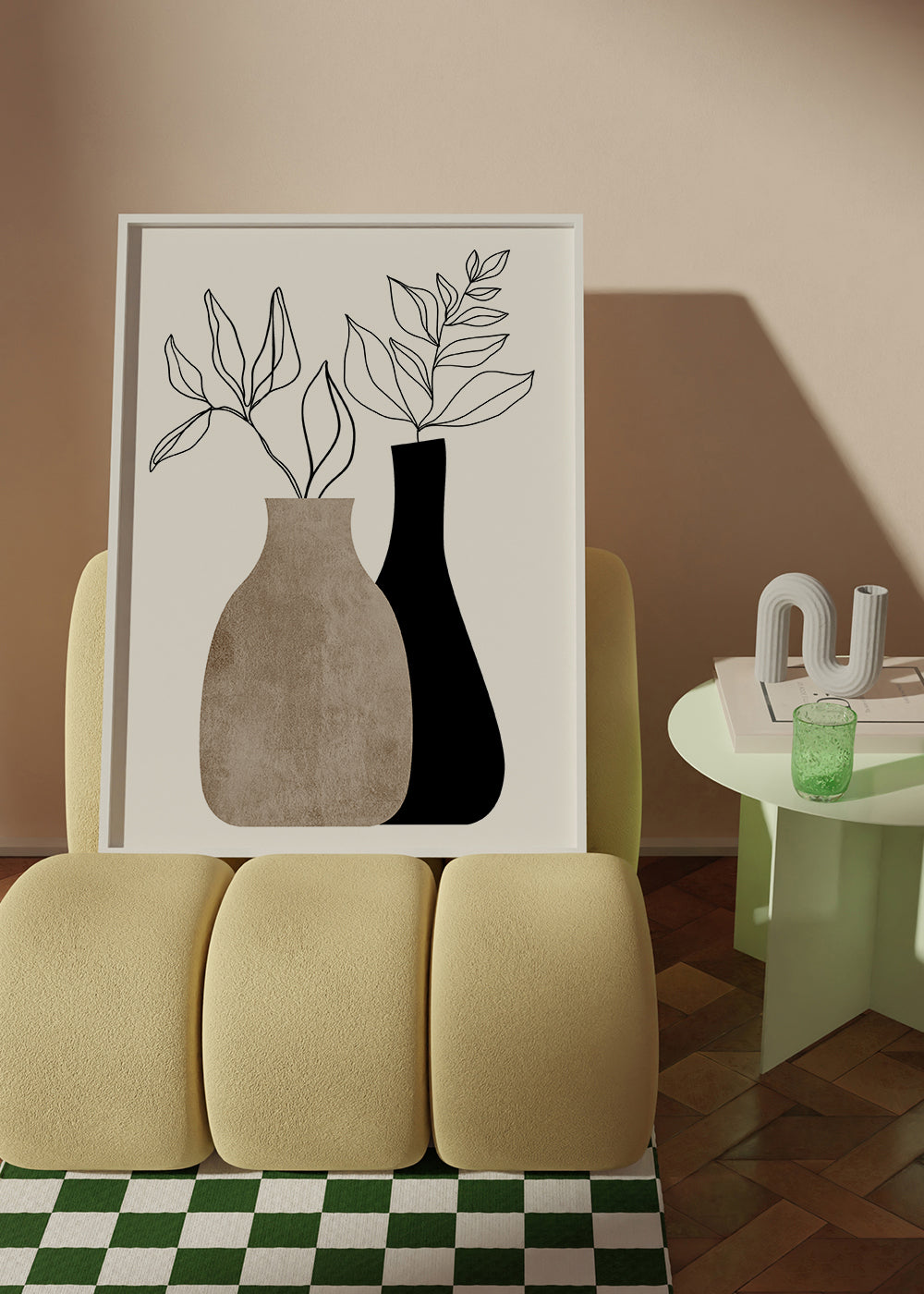 Botanisk poster med minimalistiska vaser