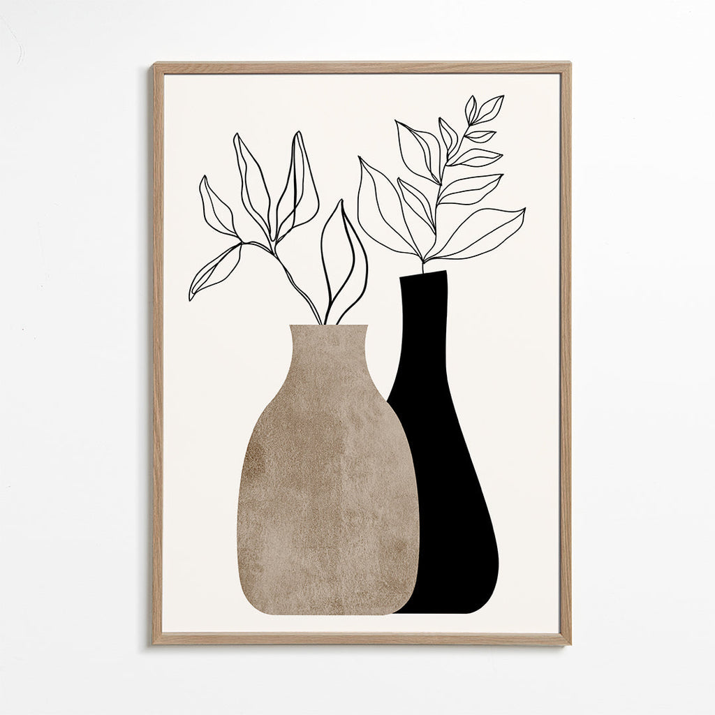 Botanisk poster med minimalistiska vaser