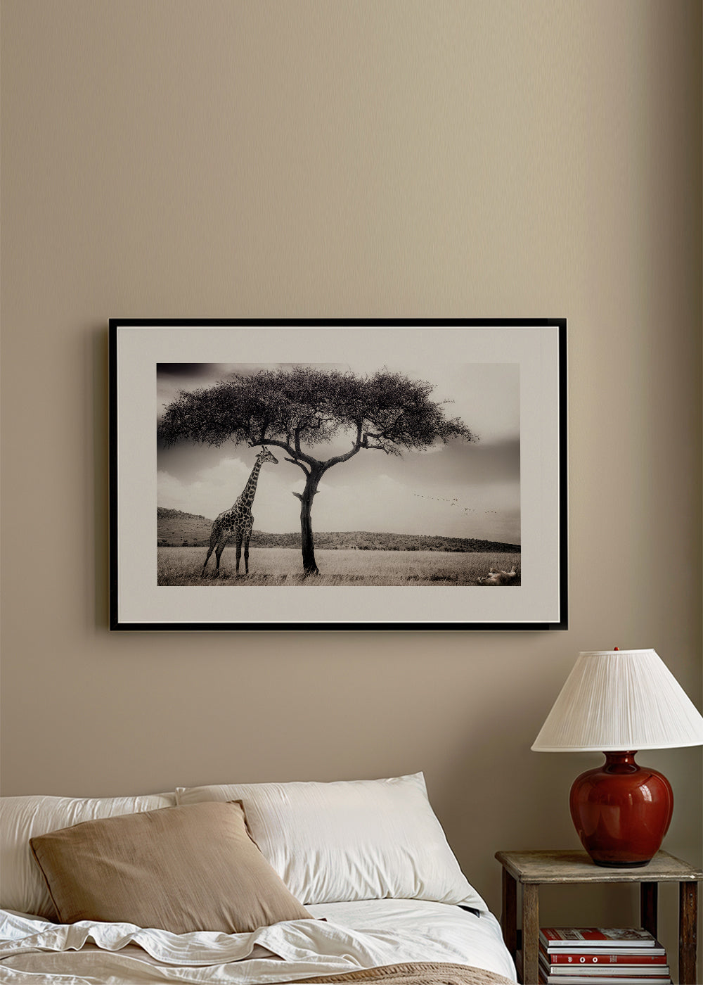 Giraff på savannen fotografi