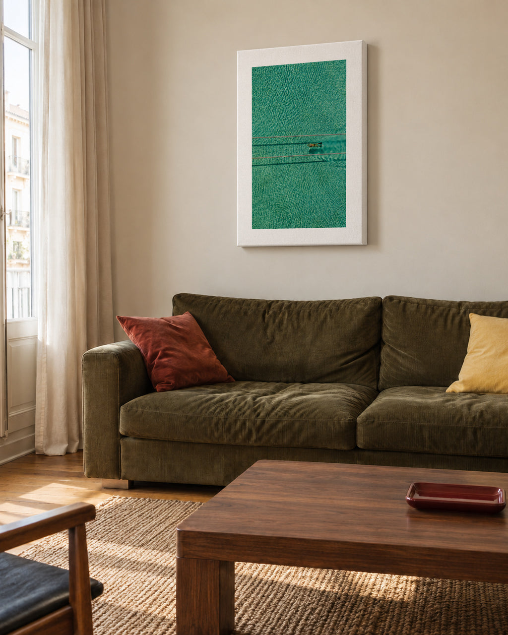Swimmer - Unframed canvas in an interior