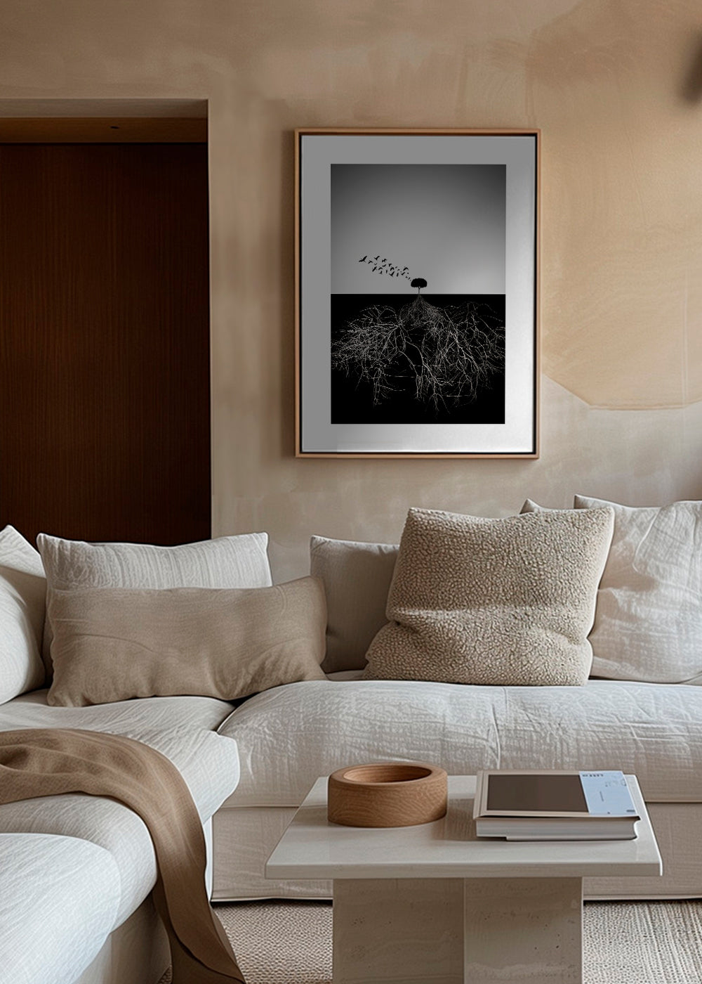 Botanisk poster med träd och grafiska rötter