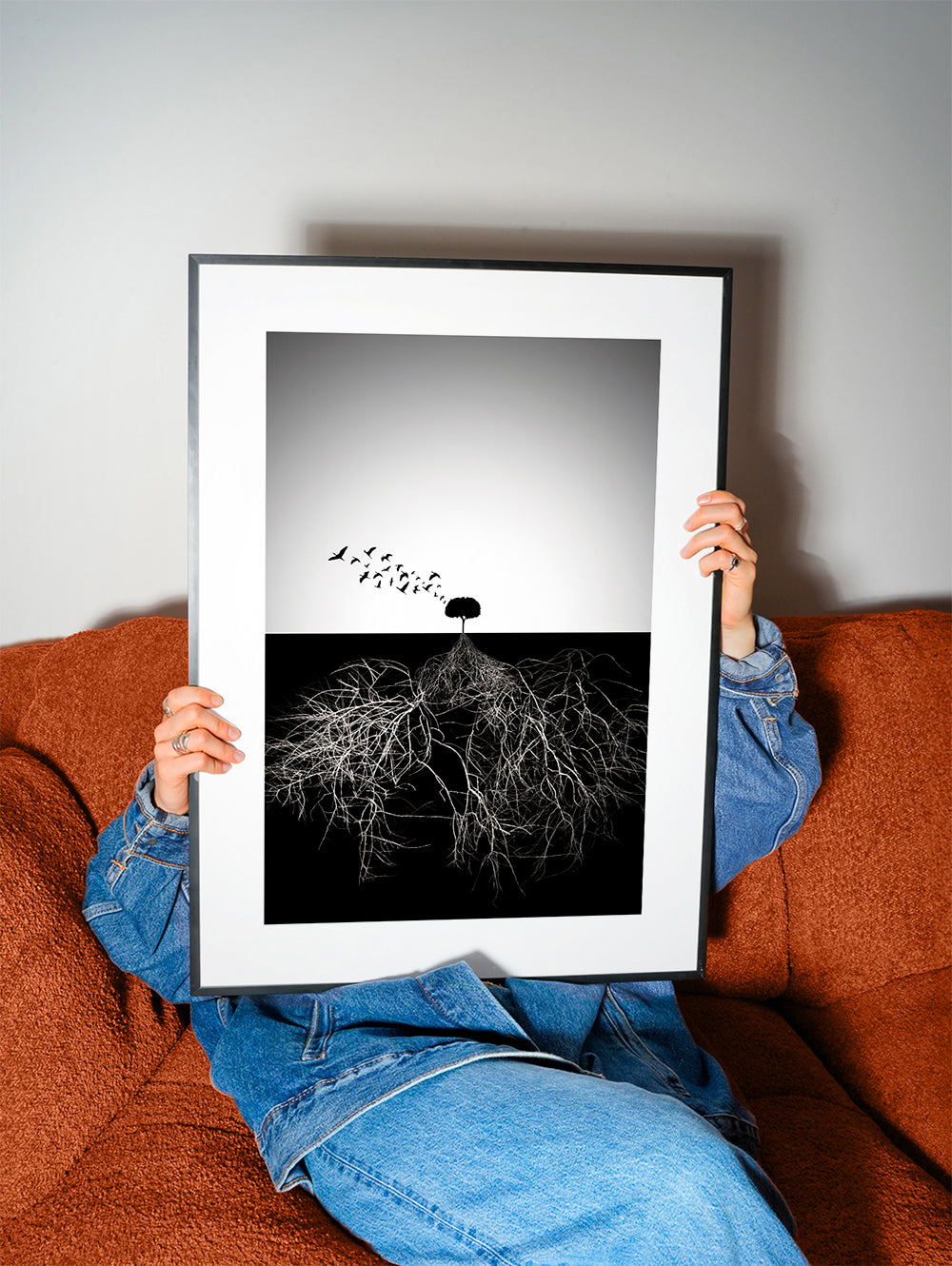 Botanisk poster med träd och grafiska rötter