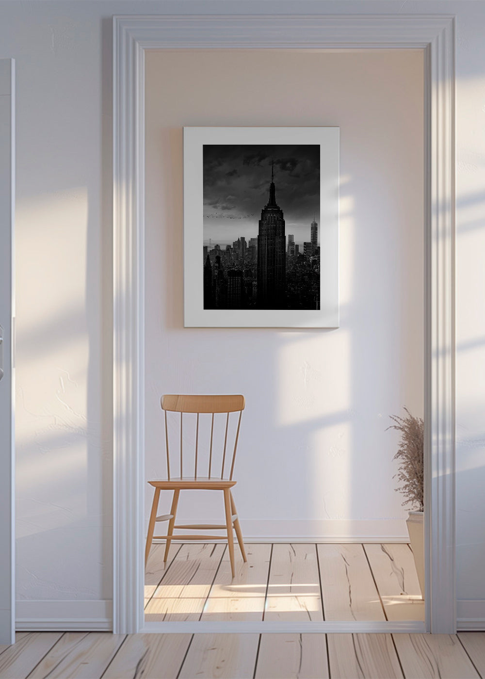 Reseaffisch: Empire State svartvit fotografi