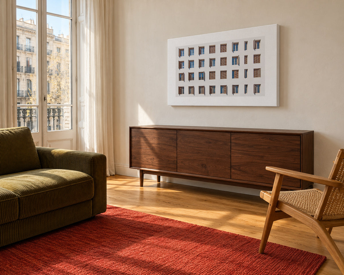 32 - Unframed canvas in an interior