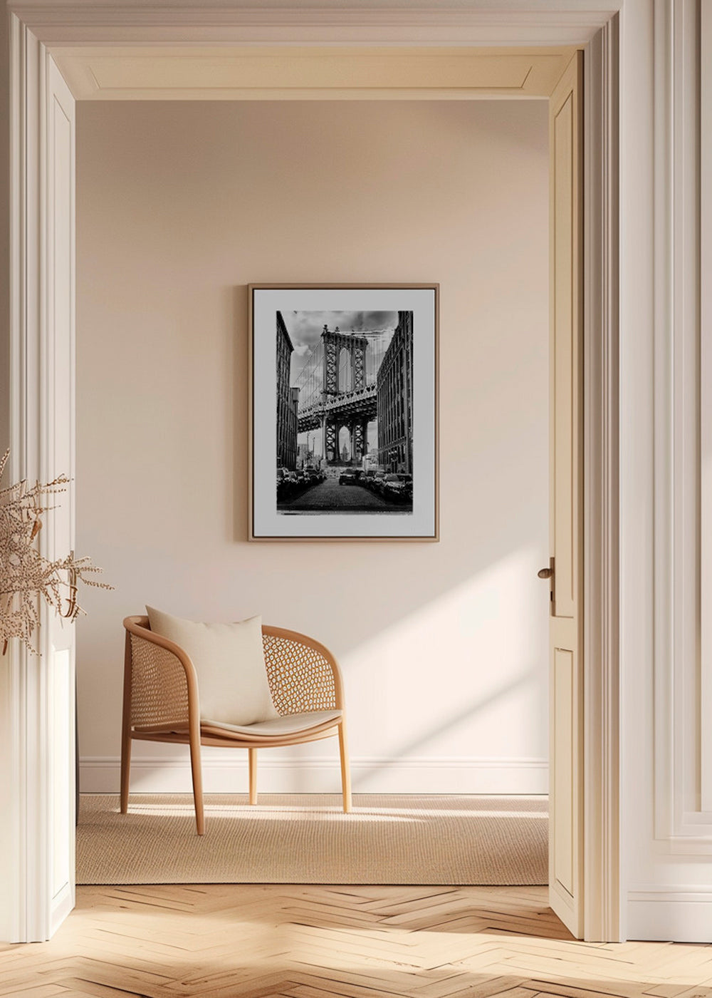 Stadsposter Manhattan Bridge svartvit
