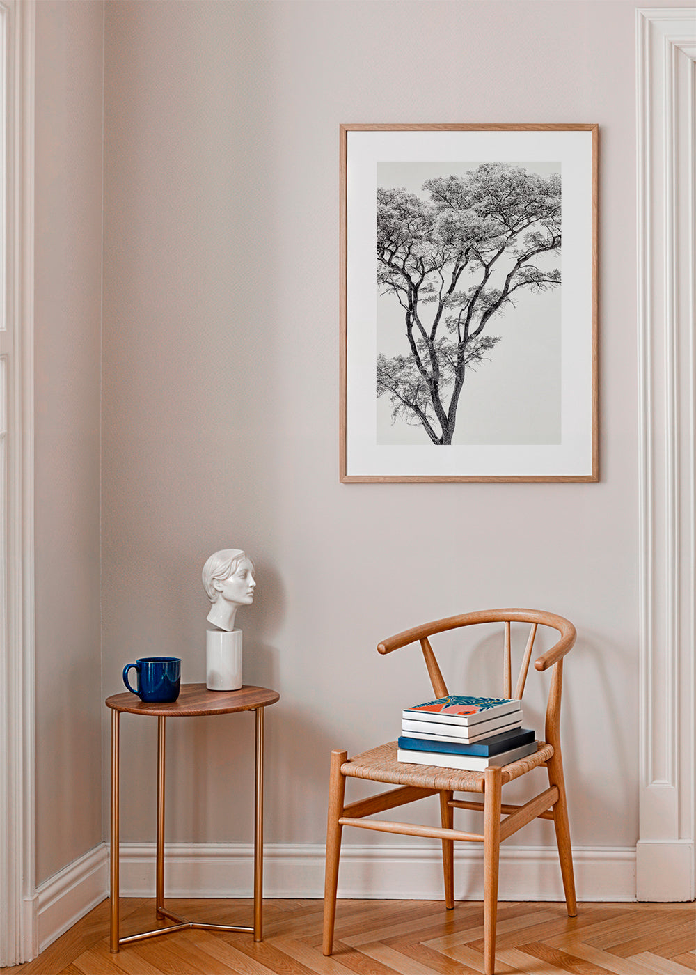 Botanisk poster: träd i svartvitt