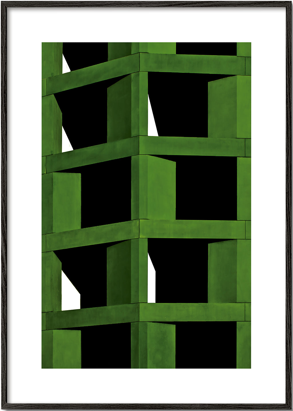 Geometrisk konst med grön modulär struktur