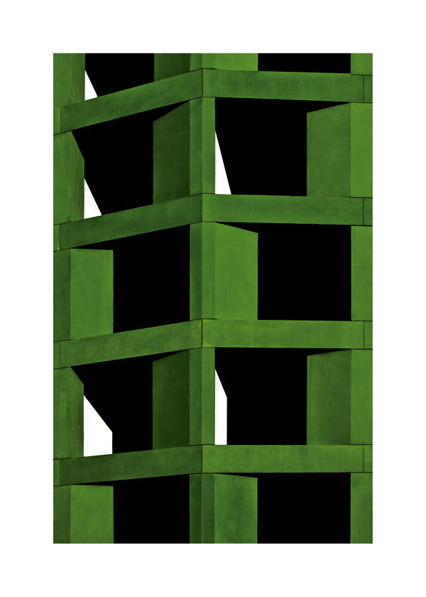 Geometrisk konst med grön modulär struktur