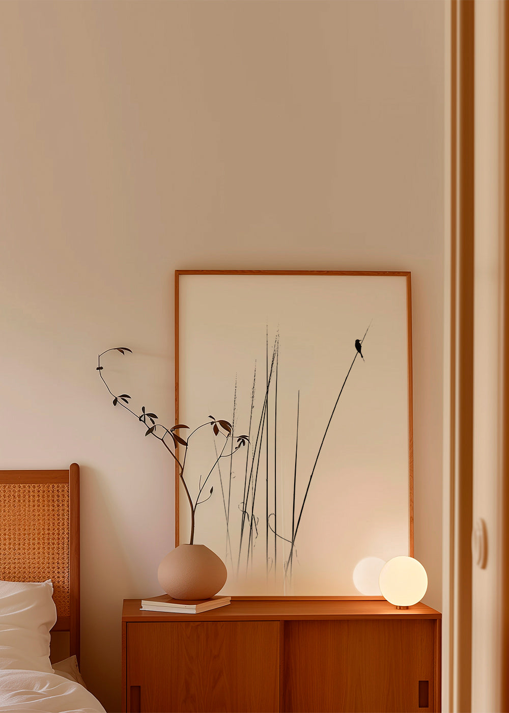 Fotografi: fågel på vass, minimalistisk