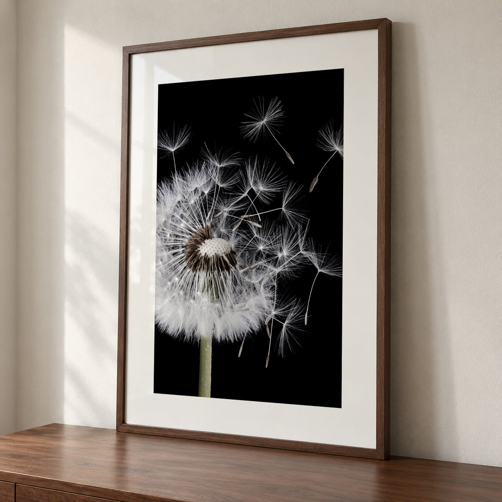 Dandelion Blowing - Framed poster detail
