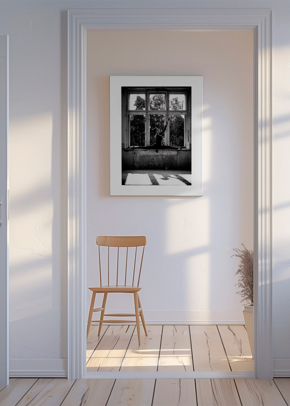 Fotografi av ballerina i fönstret