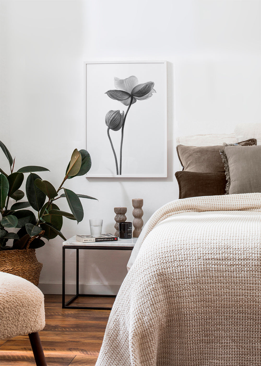 Botaniskt tryck i svartvitt