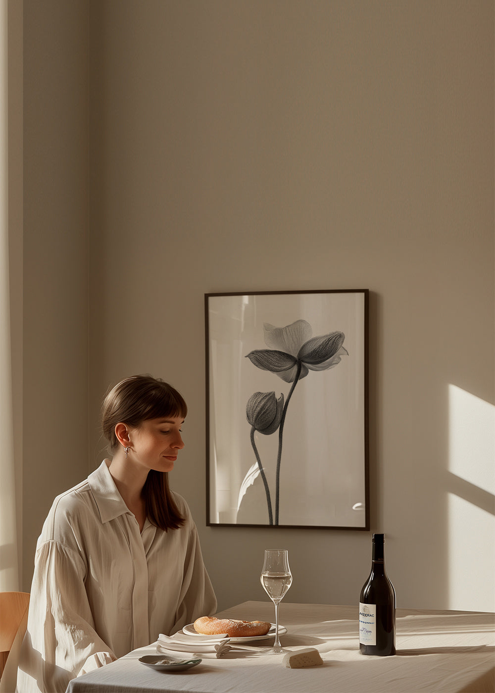 Botaniskt tryck i svartvitt