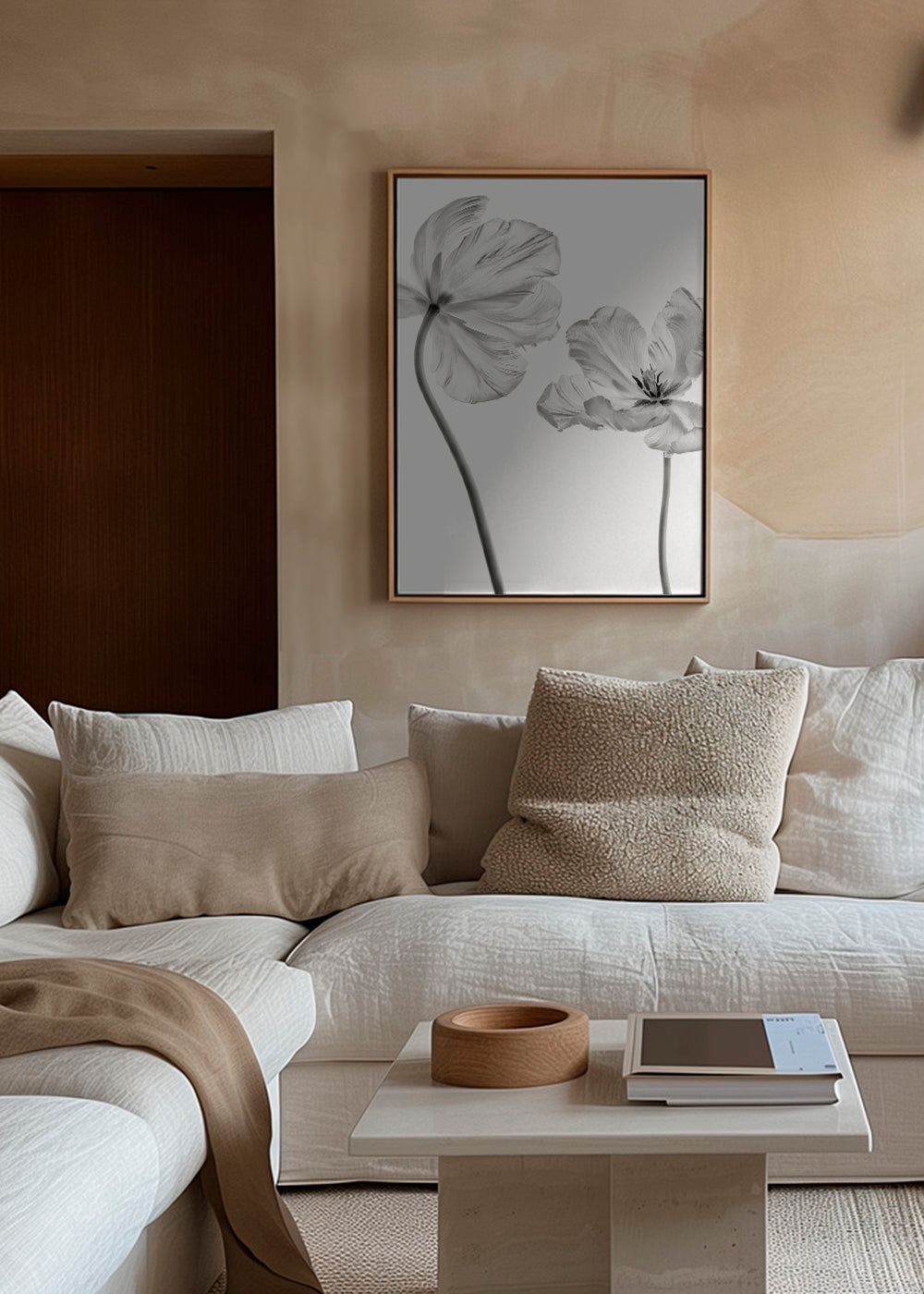 Botanisk poster: tulpaner i svartvitt