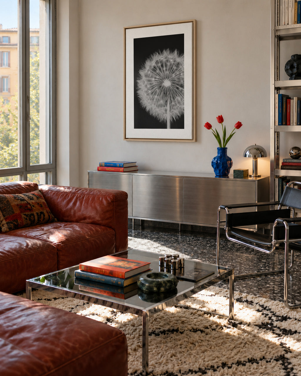 Dandelion - Framed canvas in an interior