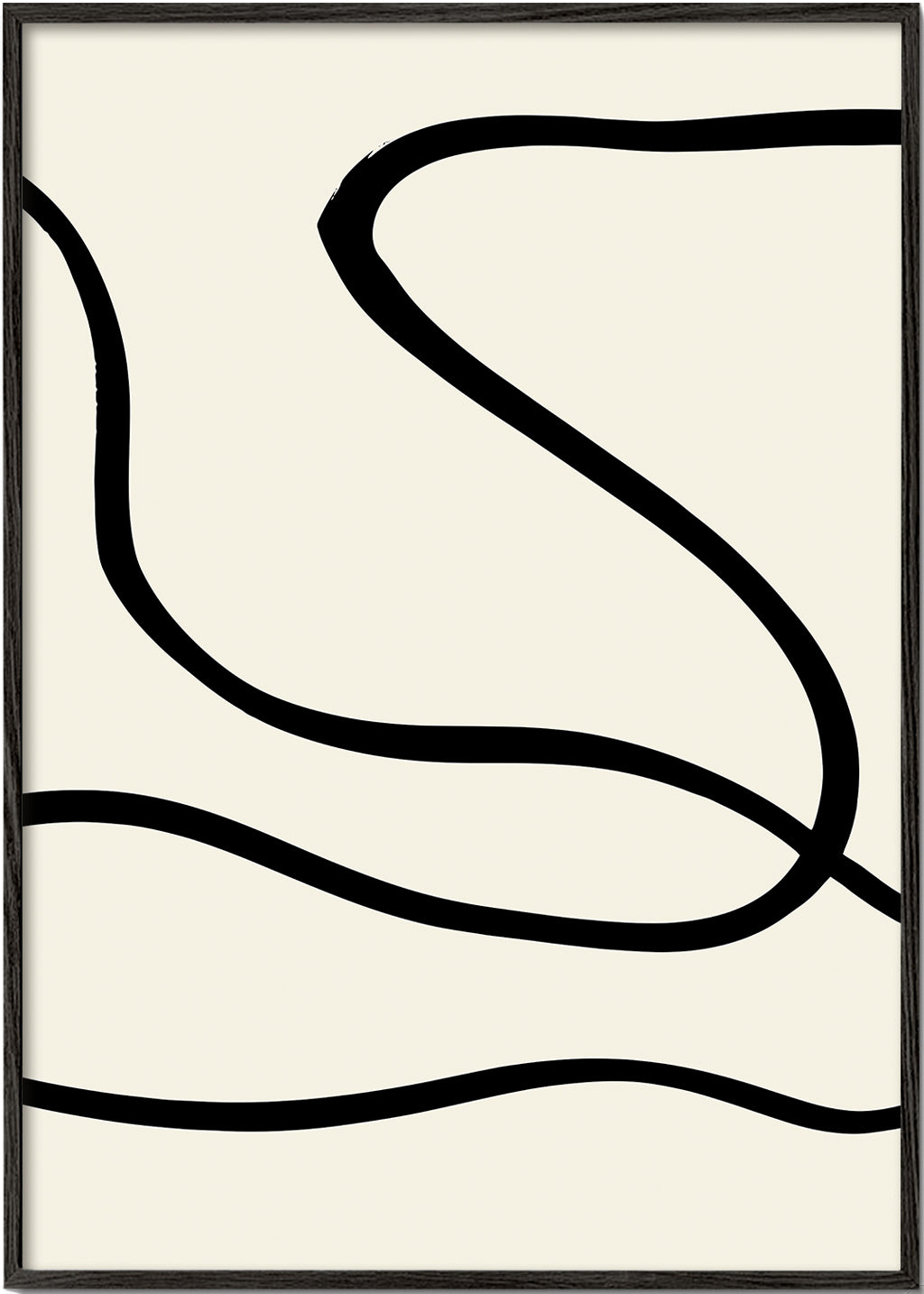 Minimalistisk tavla med svarta linjer på beige