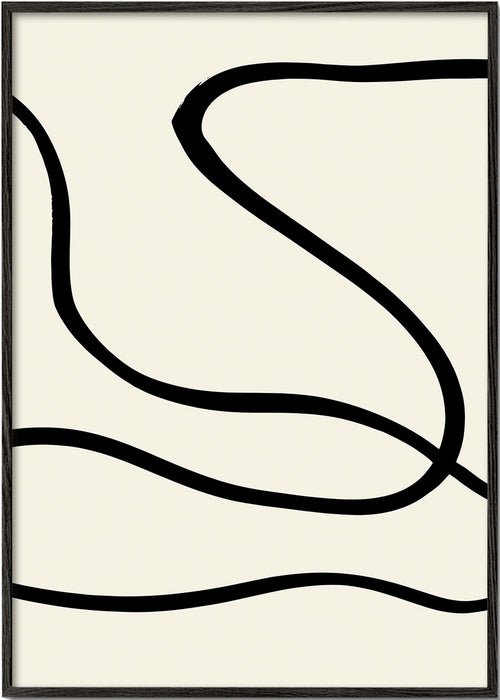 Minimalistisk tavla med svarta linjer på beige