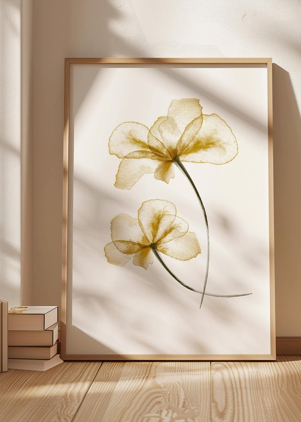 Botanisk poster med pressade gyllene blommor