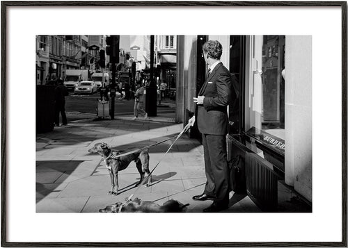 Gatufotografi man med hund