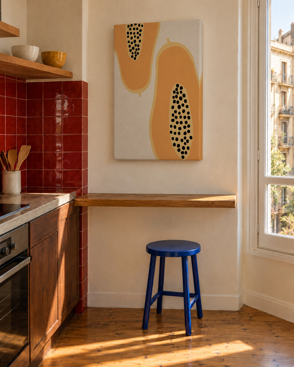 Papaya Fruit - Unframed canvas in an interior