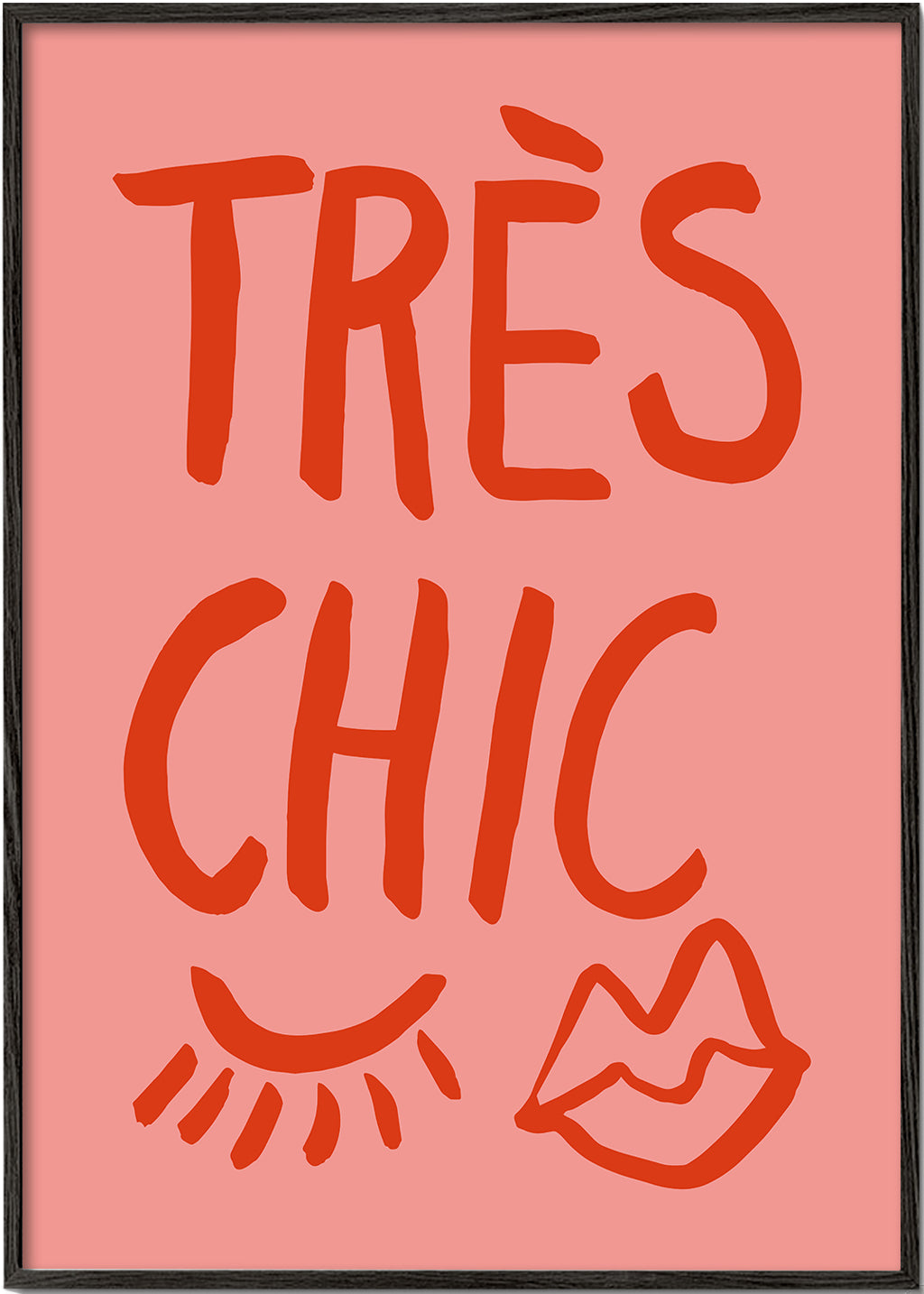 Typografisk affisch 'Très Chic' rosa