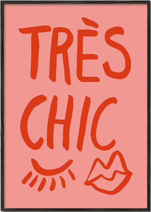 Typografisk affisch 'Très Chic' rosa