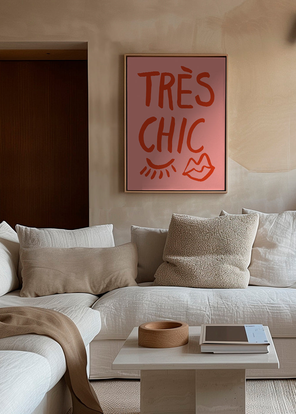 Typografisk affisch 'Très Chic' rosa