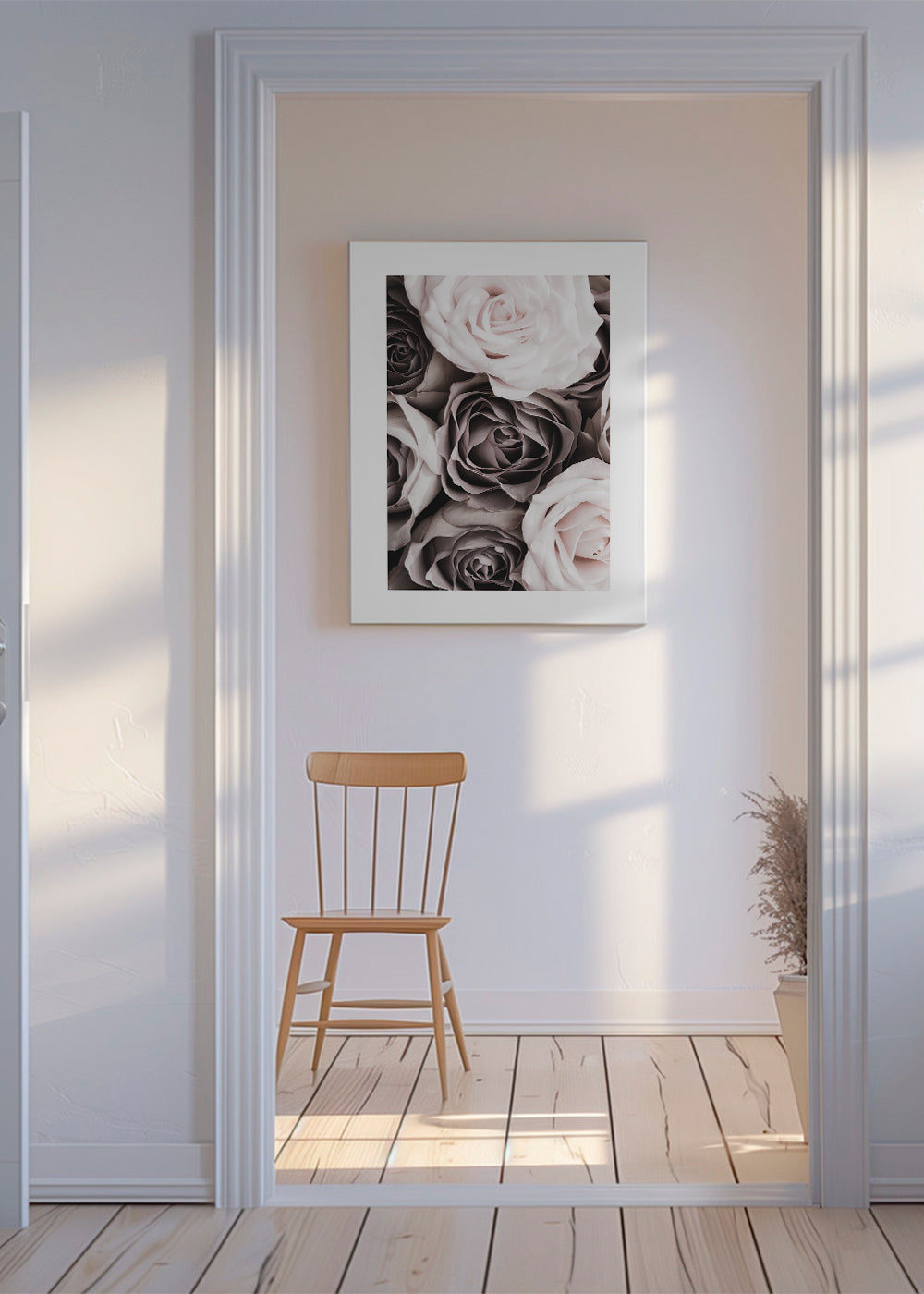 Botanisk poster bleka rosor närbild