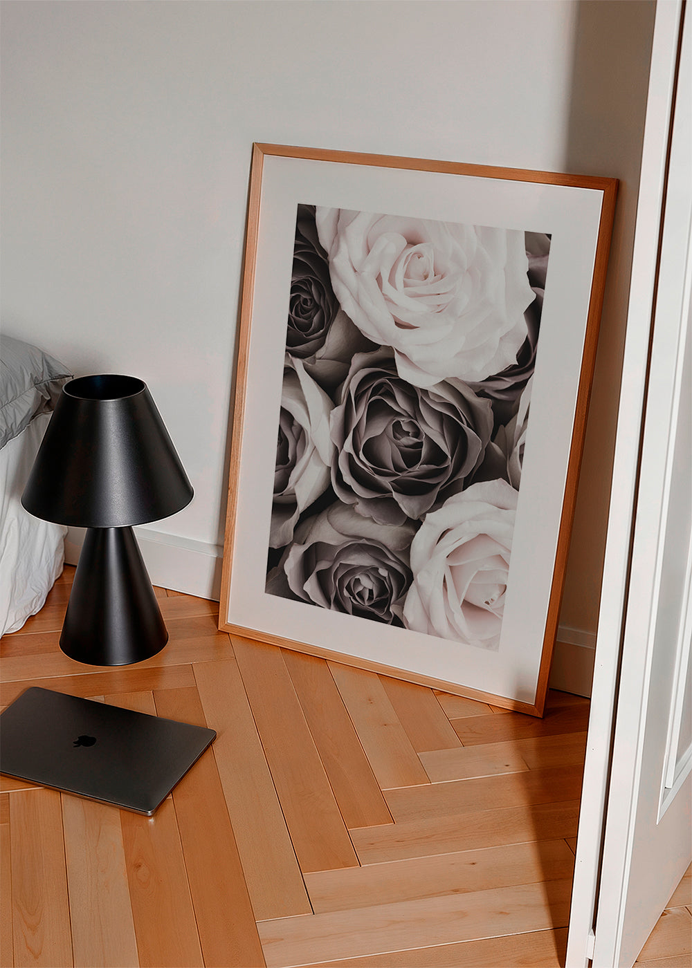 Botanisk poster bleka rosor närbild