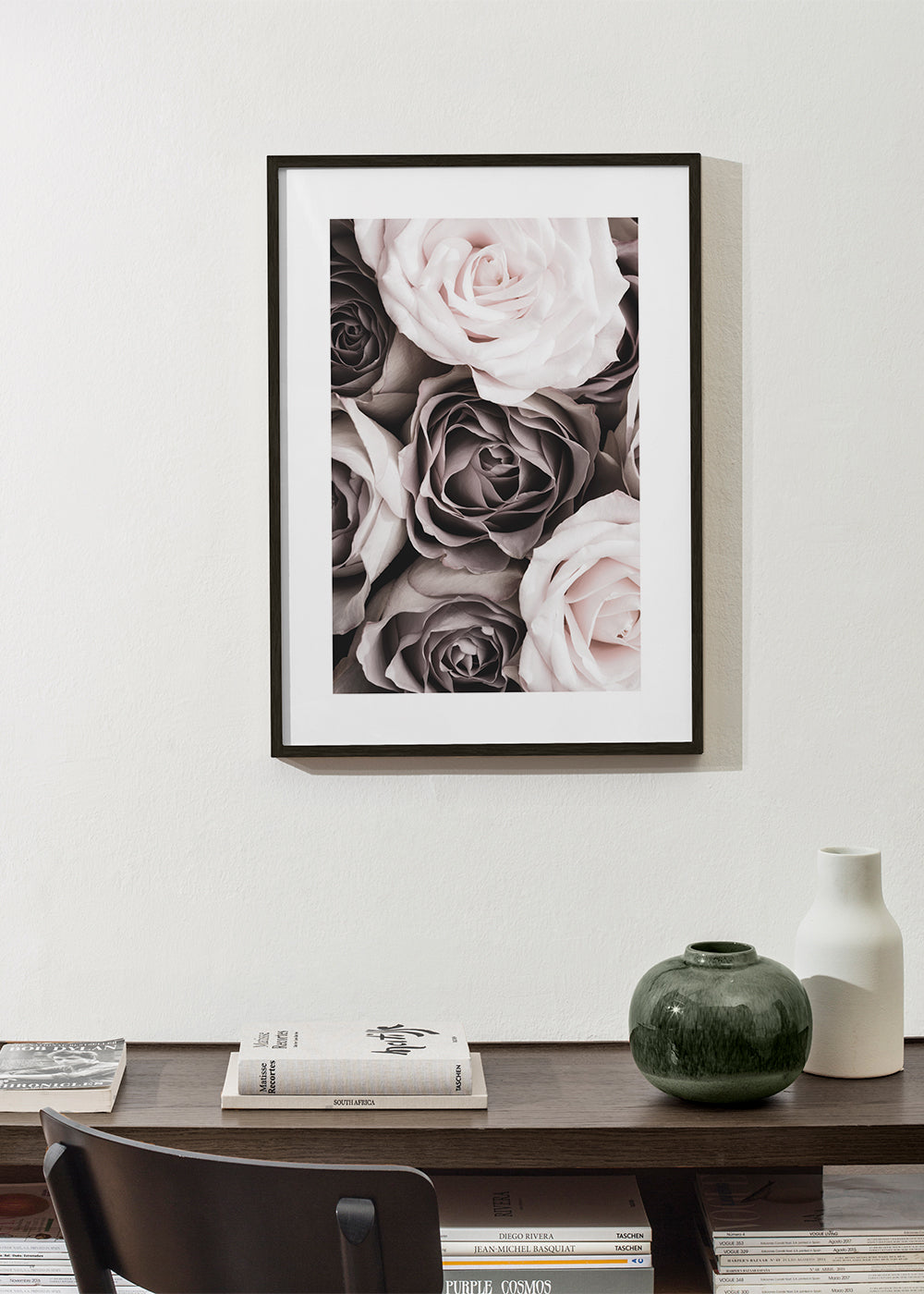 Botanisk poster bleka rosor närbild