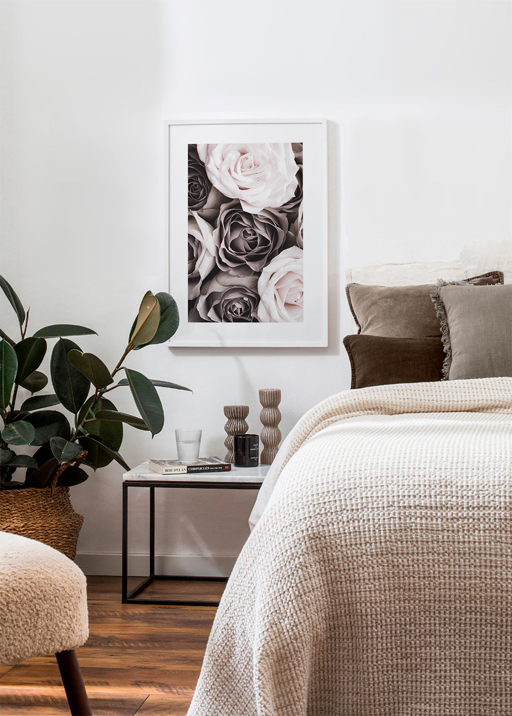 Botanisk poster bleka rosor närbild