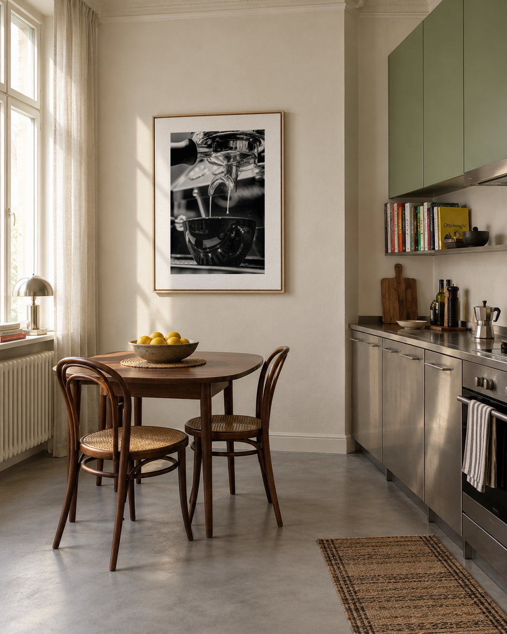 Coffee VIII - Framed canvas in an interior