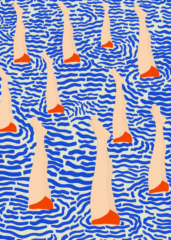 Illustration ben i mönstrat vatten