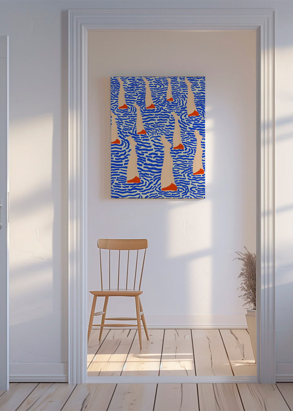 Illustration ben i mönstrat vatten
