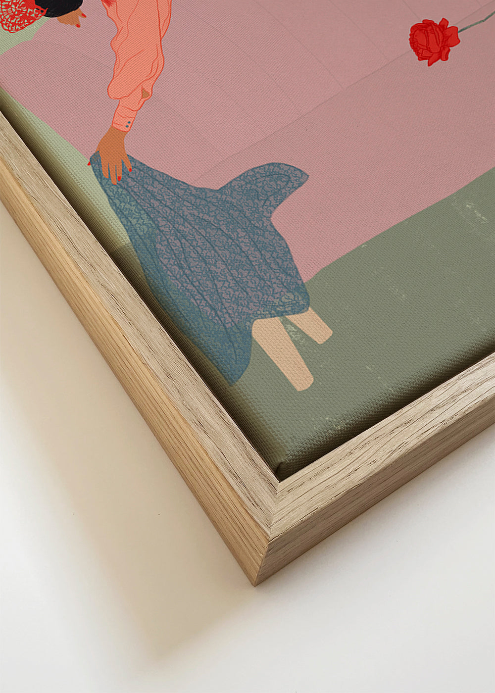 Illustration av figur som ligger på rosa soffa