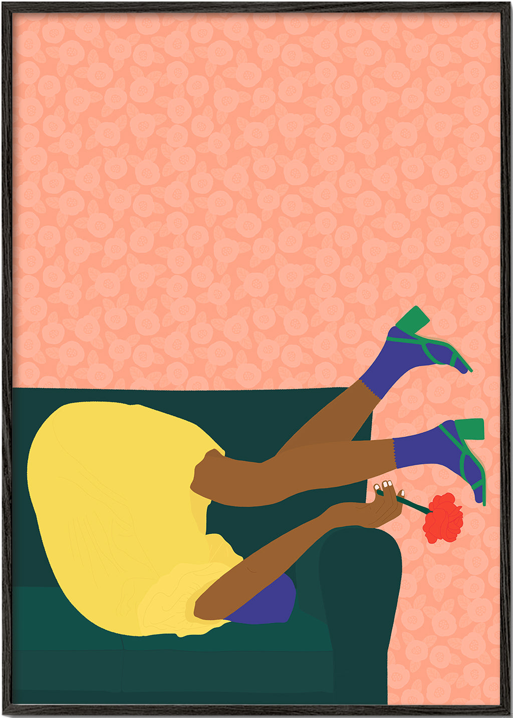 Illustration av en uppochnedfigur på soffan