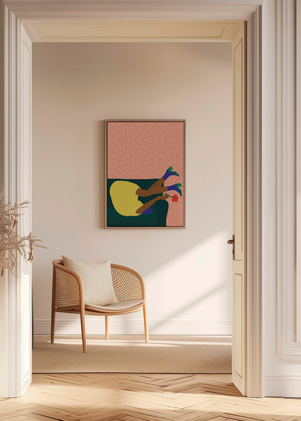 Illustration av en uppochnedfigur på soffan
