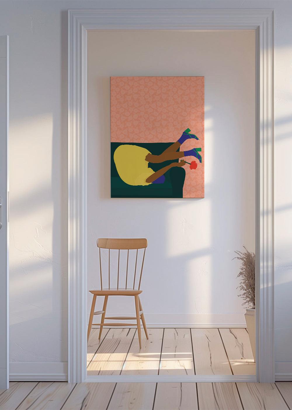 Illustration av en uppochnedfigur på soffan