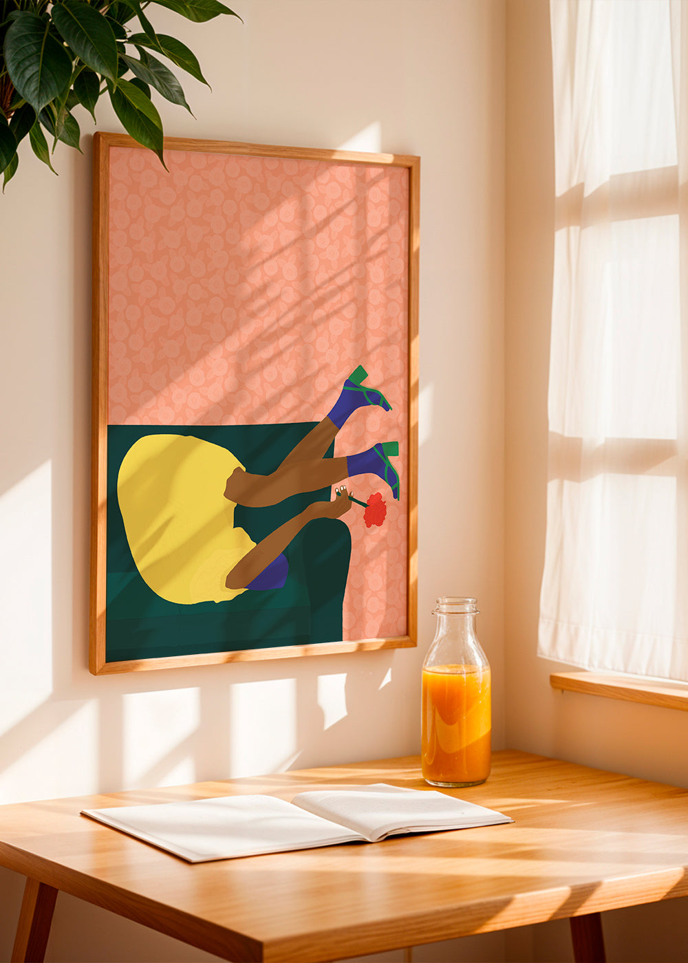 Illustration av en uppochnedfigur på soffan