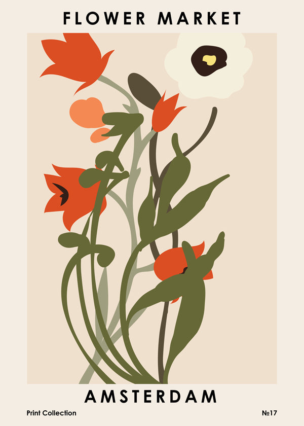 Botanisk poster Flower Market Amsterdam bukett