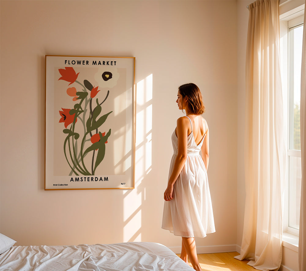 Botanisk poster Flower Market Amsterdam bukett
