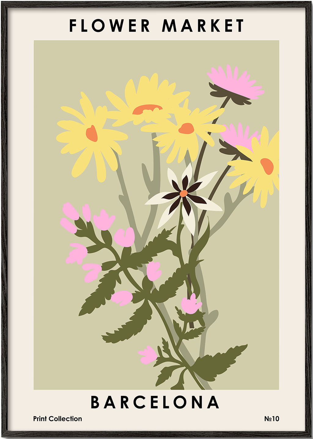 Botanisk poster Flower Market Barcelona
