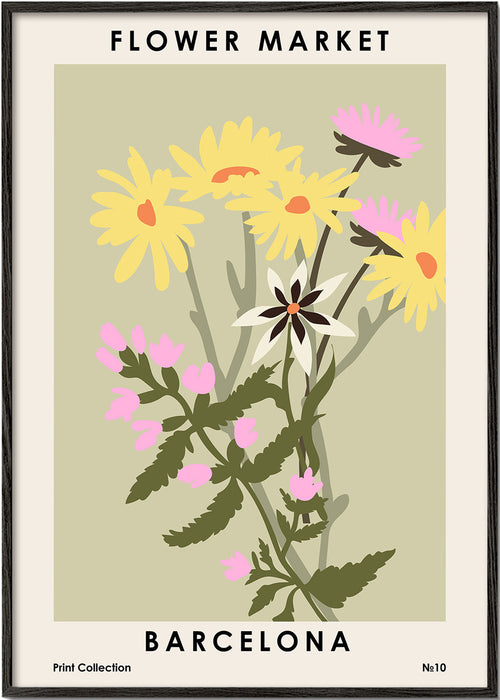 Botanisk poster Flower Market Barcelona