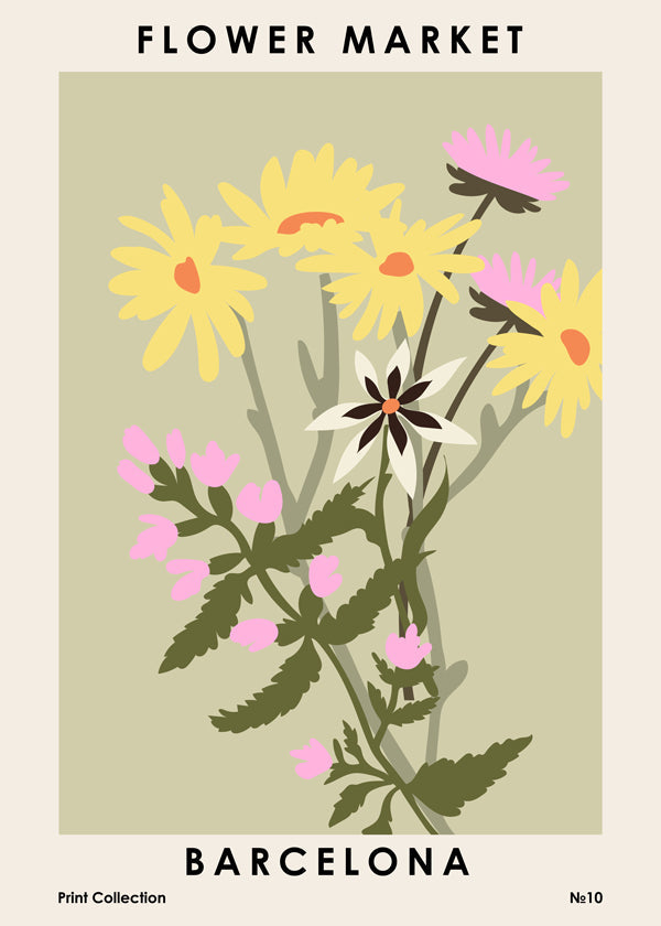 Botanisk poster Flower Market Barcelona