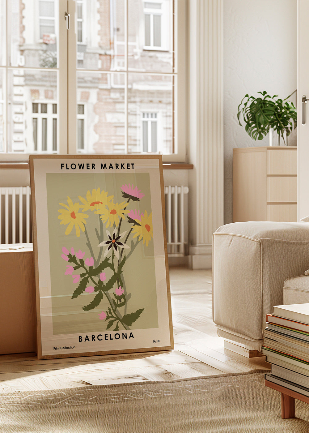 Botanisk poster Flower Market Barcelona