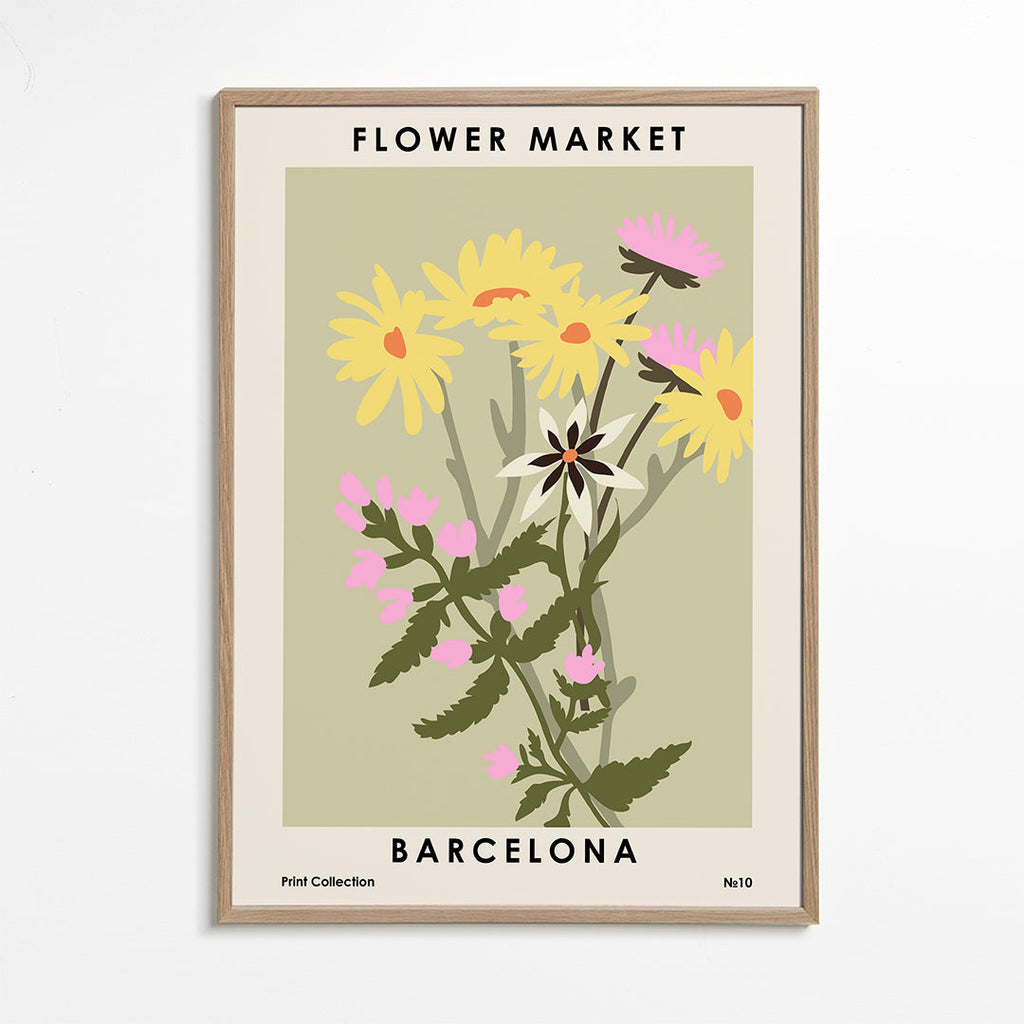 Botanisk poster Flower Market Barcelona